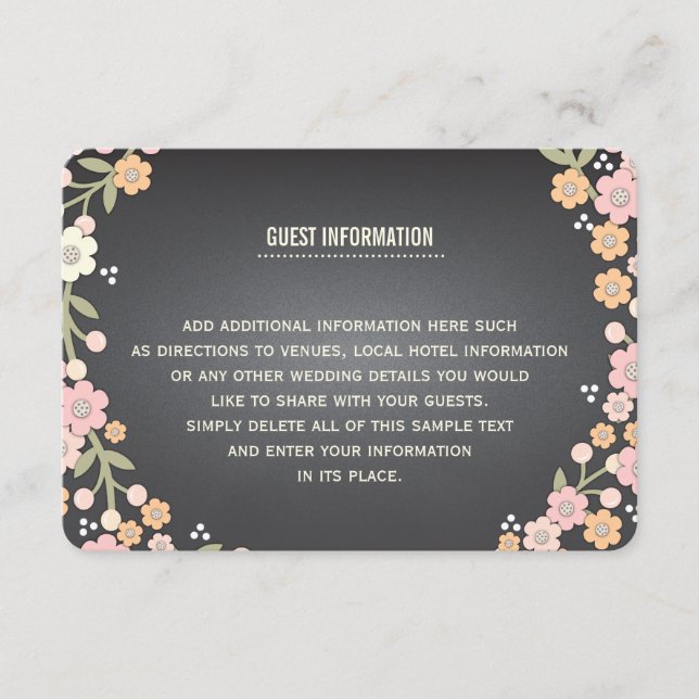 Charming Garden Floral Wreath Wedding Info Card (Front)