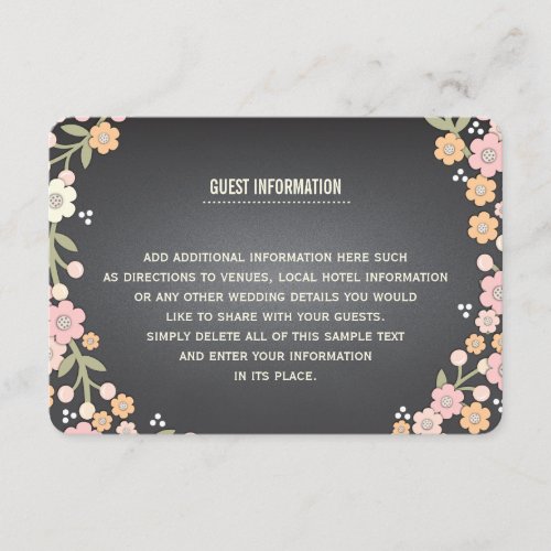 Charming Garden Floral Wreath Wedding Info Card