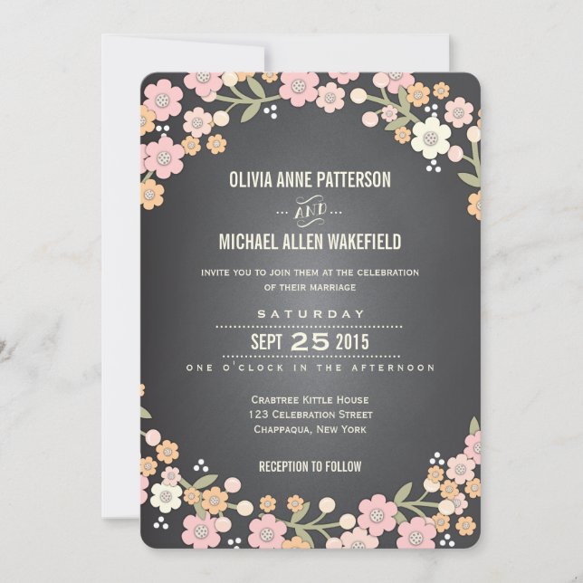 Charming Garden Floral Wreath Wedding Invitation (Front)