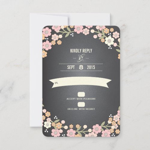 Charming Garden Floral Wreath Wedding RSVP Card