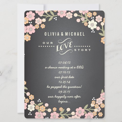 Charming Garden Floral Wreath Wedding Story Card