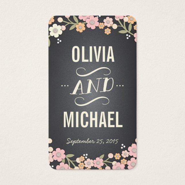 Charming Garden Wreath Wedding Seating Favor Tag (Front)