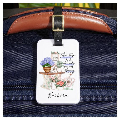 Charming Gardener Floral First Name  Luggage Tag