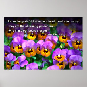 Charming Gardeners Proust Quote Cheerful Pansies Poster