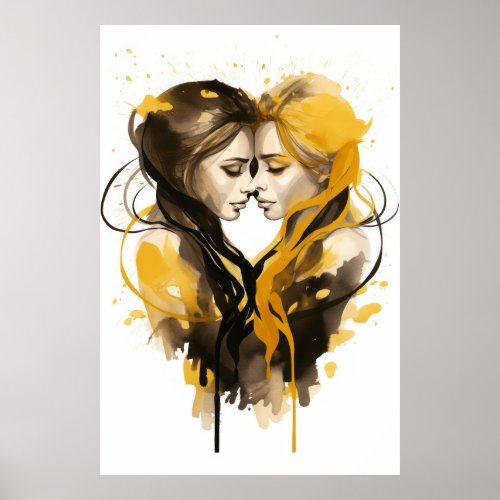 Charming Gemini Zodiac Sign Poster _ Women Embraci