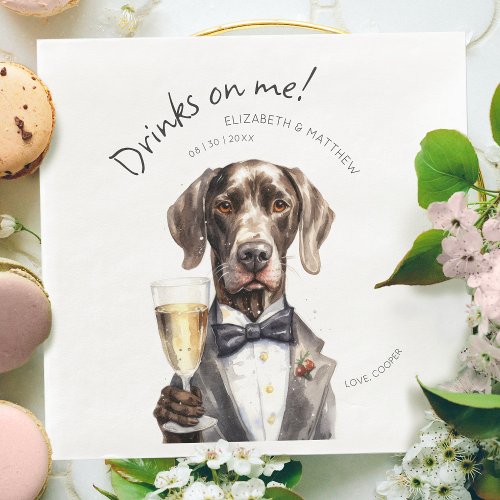 Charming German Shorthaired Pointer Watercolor Bar Paper Dinner Napkins