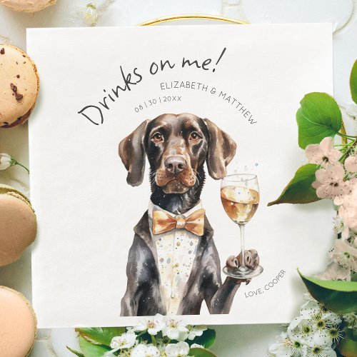 Charming German Shorthaired Pointer Watercolor Bar Paper Dinner Napkins