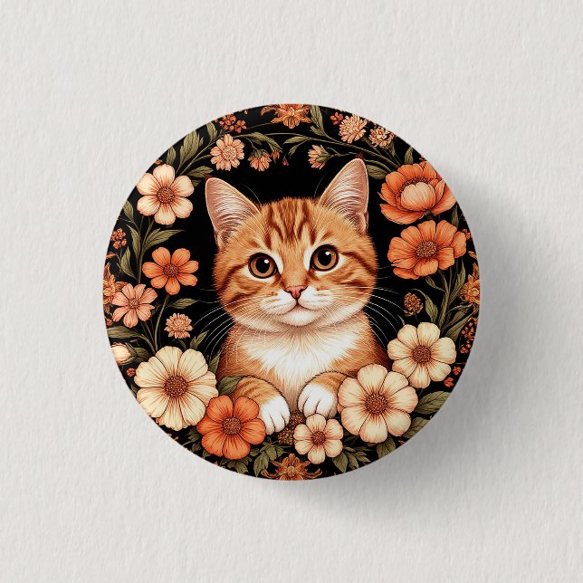 Charming Ginger Cat Button (Front)