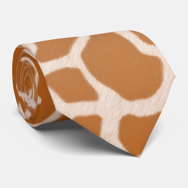 Charming Giraffe Spots Wild Animal Print Neck Tie (Rolled)