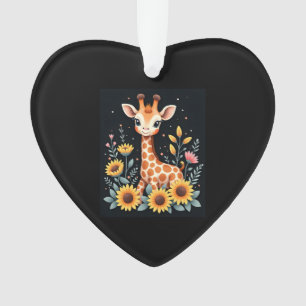 Charming Giraffe Surrounded By Flowers Long Sleeve Ornament