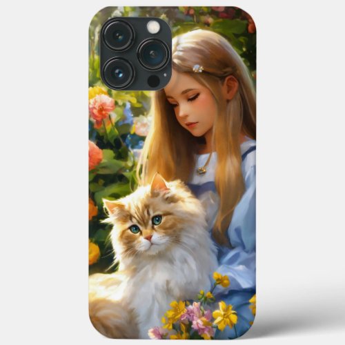 Charming Girl and Cute Cat iPhon iPhone 13 Pro Max Case