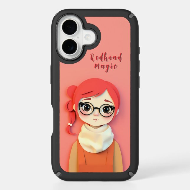 Charming Girl in Glasses with Personalized Text Speck iPhone Case (Front)