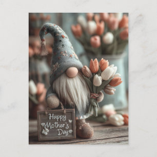 Charming Gnome Holding a "Happy Mother's Day" Sign Holiday Postcard