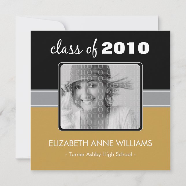 Charming Gold Custom Graduation Announcement (Front)