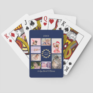 Charming Gold Family Photo Collage Father’s Day Poker Cards