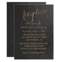 Charming Gold Foil Black Wedding Reception Card