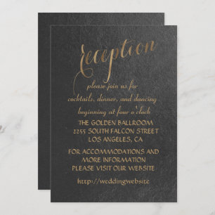 Charming Gold Foil Black Wedding Reception Invitation