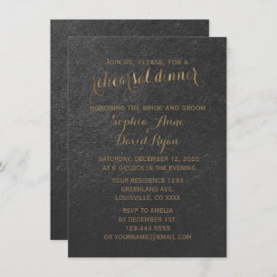 Charming Gold Foil Grey Wedding Rehearsal Dinner Invitation