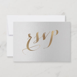 Charming Gold Foil Grey Wedding RSVP