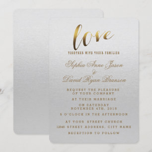 Charming Gold Foil Grunge Grey Wedding Invitation