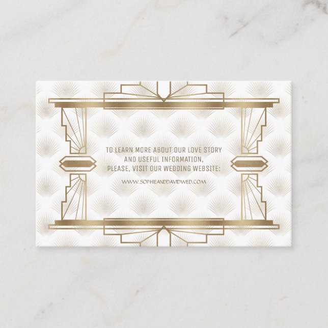 Charming Gold Great Gatsby Art Deco 1920s Website Business Card (Front)