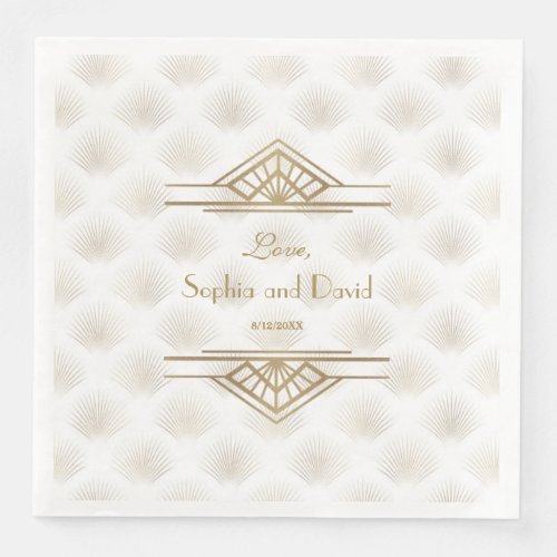 Charming Gold Great Gatsby Art Deco 1920s Wedding Paper Dinner Napkins