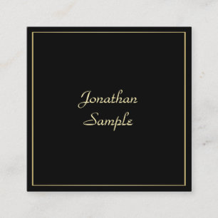Charming Gold Handwritten Script Elegant Plain Square Business Card