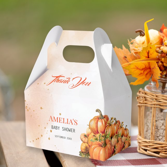 Charming Gold Orange Watercolor Thank You Pumpkin  Favor Boxes (Creator Uploaded)