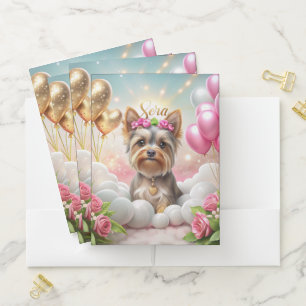 Charming Golden Yorkshire Terrier Pocket Folder