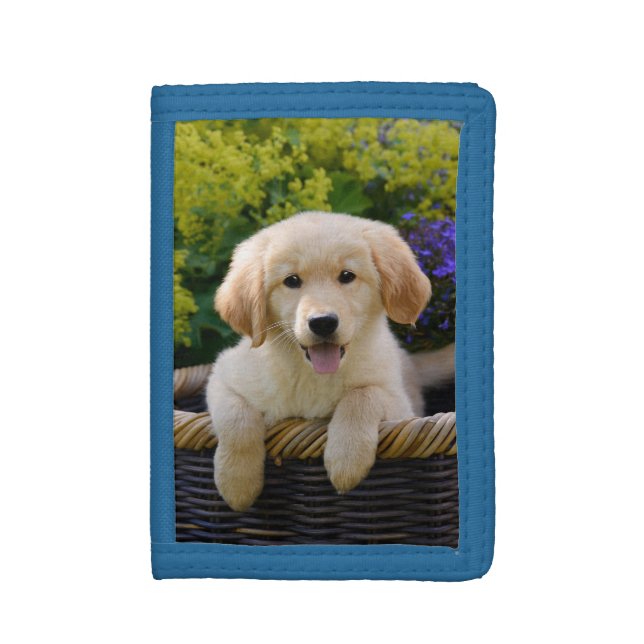 Charming Goldie Dog Cute Puppy, Purse Tri-fold Wallet (Front Vertical)
