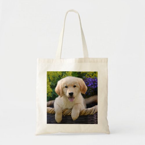 Charming Goldie Dog Puppy cotton Tote Bag