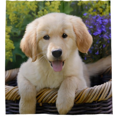 Charming Goldie Dog Puppy Shower Curtain