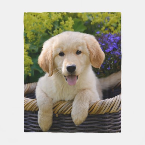 Charming Goldie Retriever Dog Puppy Photo Portrait Fleece Blanket