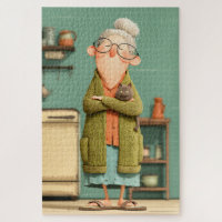 Charming Grandma and Her Cat