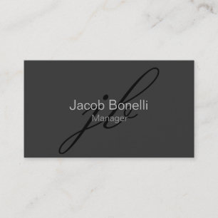 Charming Gray Black Monogram Business Card