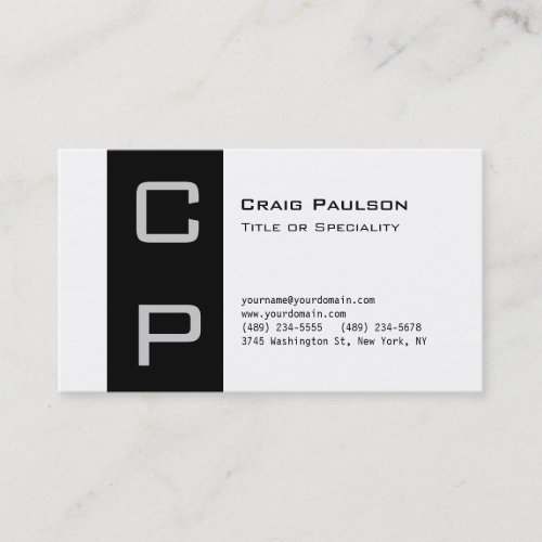 Charming Gray Black White Monogram Business Card