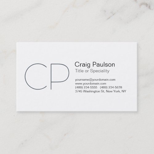 Charming Gray Black White Monogram Business Card