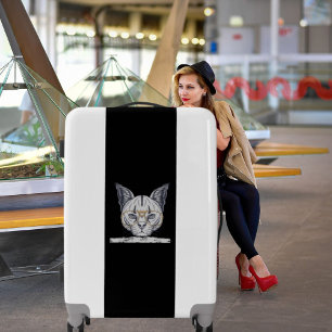 Charming Gray Cat Head Vacation And Animal Luggage