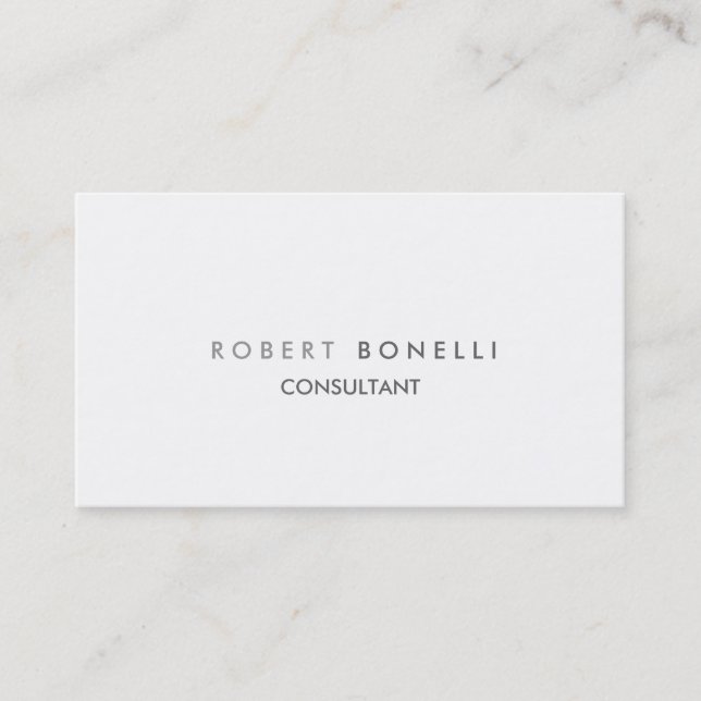 Charming Gray White Consultant Business Card (Front)