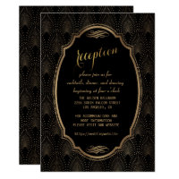 Charming Great Gatsby Art Deco Wedding Reception Card