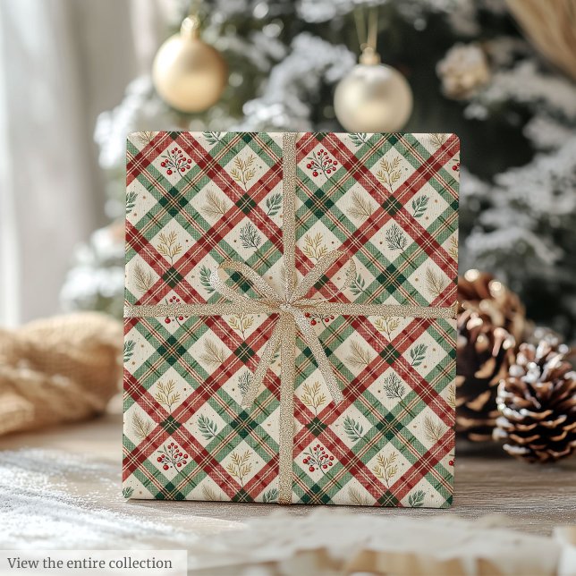 Charming green and red watercolor greenery gift wrapping paper (Charming green and red watercolor greenery gift Wrapping Paper)