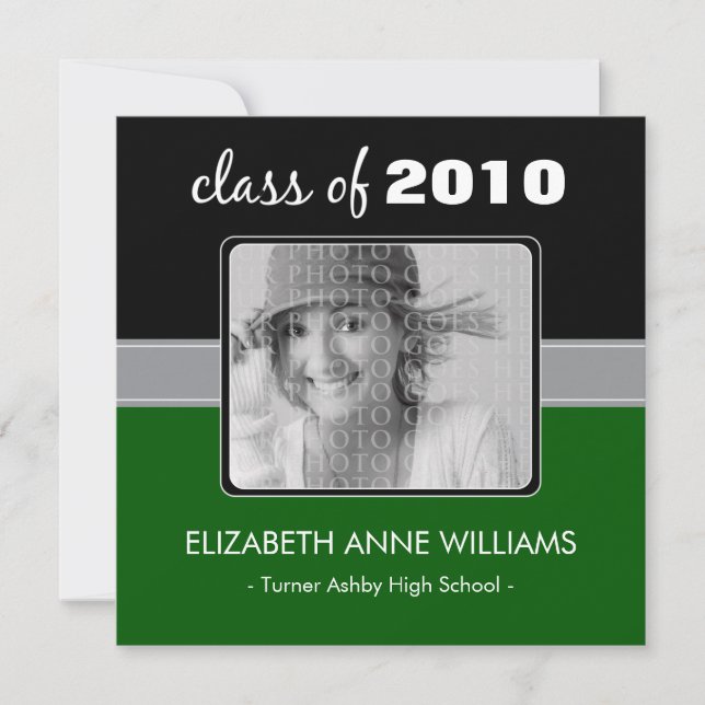 Charming Green Custom Graduation Announcement (Front)