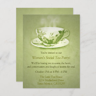 Charming Green Tea Party Invitation