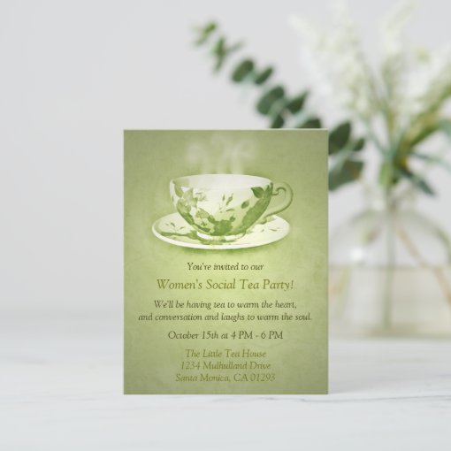 Charming Green Tea Party Invitation Zazzle
