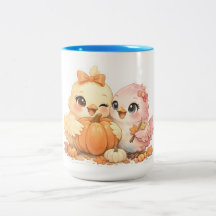 Charming Halloween Bird Pair Ceramic Mug
