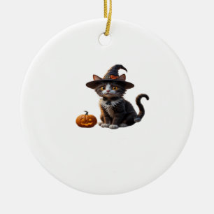 Charming Halloween Cat in Witch Hat Classic T-Shir Ceramic Ornament