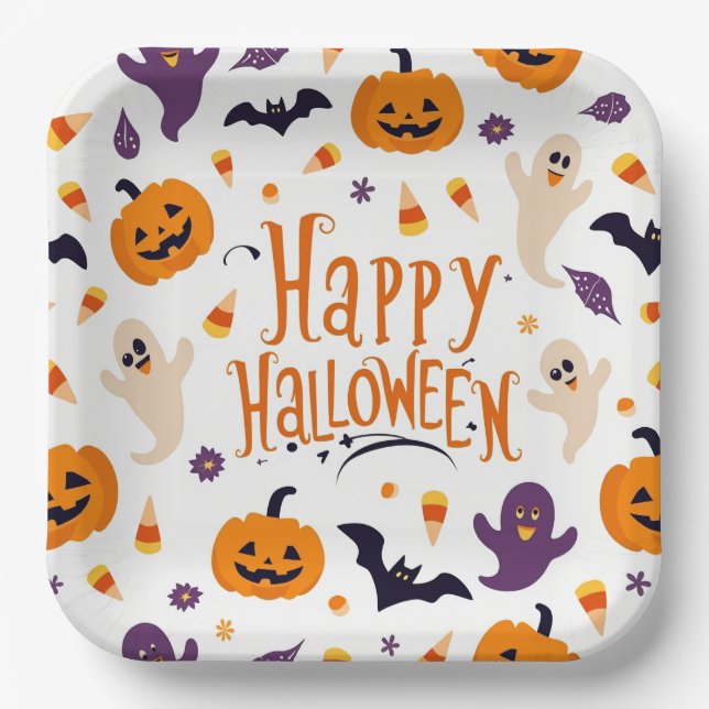 Charming Halloween Paper Plates - Celebration! (Front)