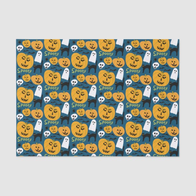 Charming Halloween Pumpkins Spooky Ghost Tissue Paper (Front)