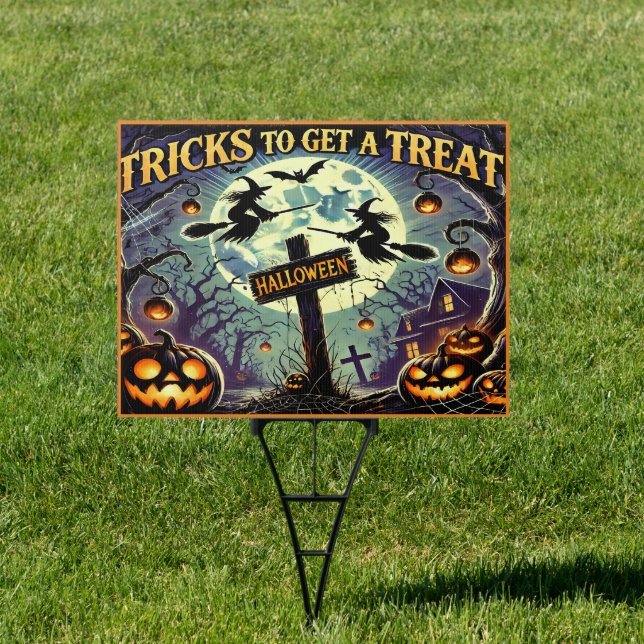 Charming Halloween sign for tricks & treats (Insitu)