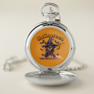 Charming Halloween Witch Pocket Watch